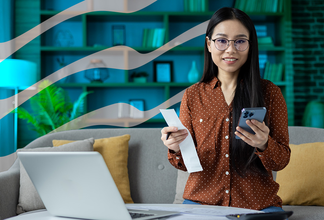 Woman working on bills