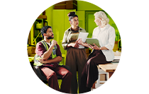 Businesswoman working on payroll with employees