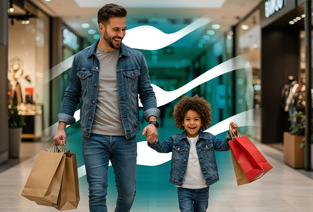 Father and son shopping